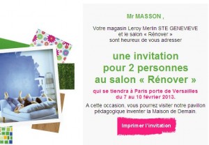 Invitation Salon Renover par Leroy Merlin