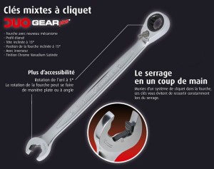 Caractéristiques Clés cliquet Duo Gear KS TOOLS